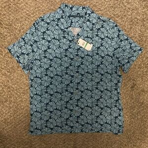 Perry Ellis Men's Gulf Coast Short Sleeve Button Up Navy/Blue Shirt Size L